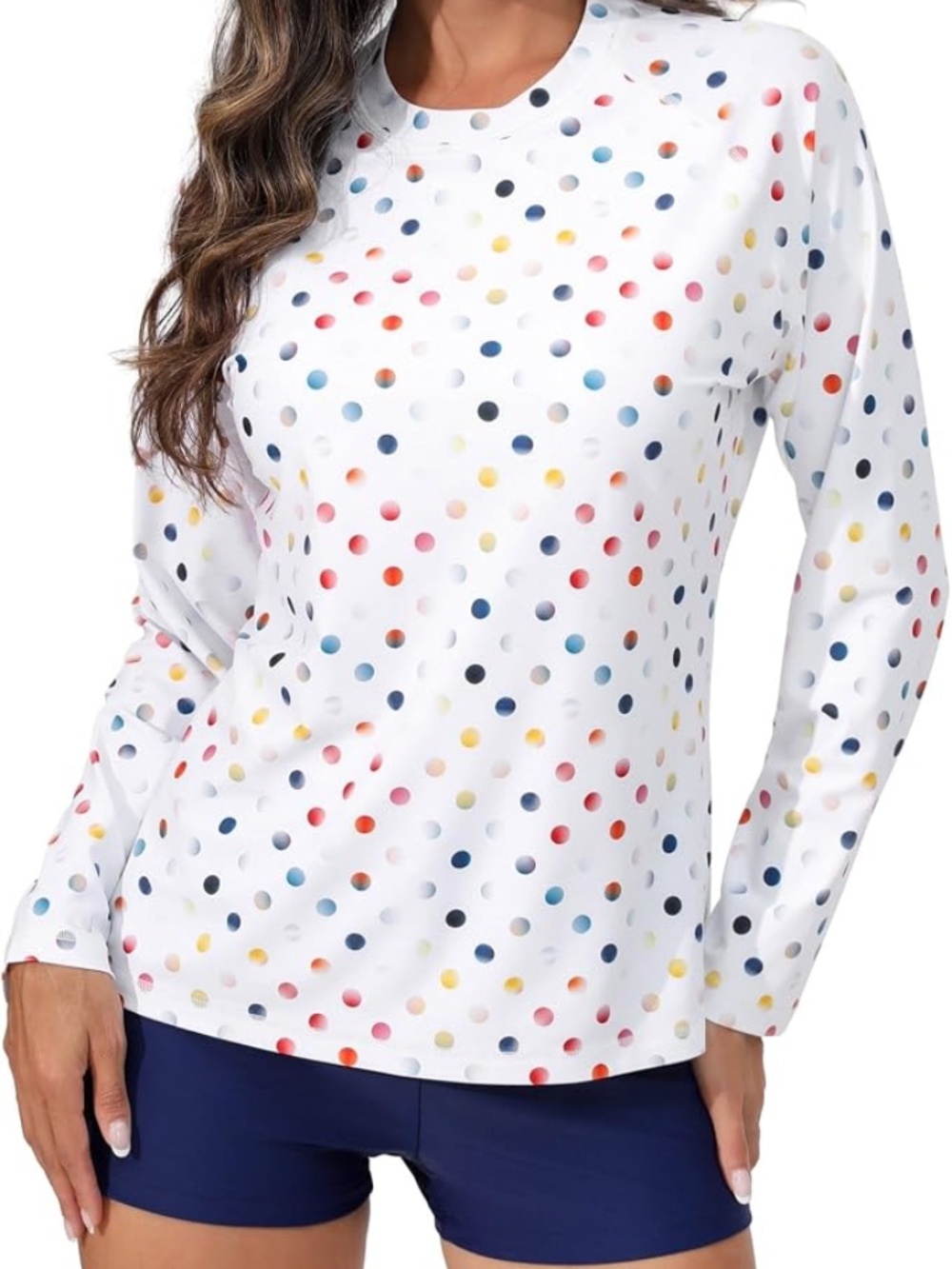 Women’s Multicolor Rash Guard Swimsuit Set Long Sleeve w/Boyshorts Sz. Medium